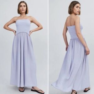 NWT SOLID + STRIPED The Sasha Dress in Lilac Lavender Strapless Mixed Media